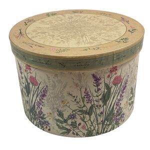 Revelations Round Keepsake Jewelry Trinket Storage Box Herbal Bouquet 9"
